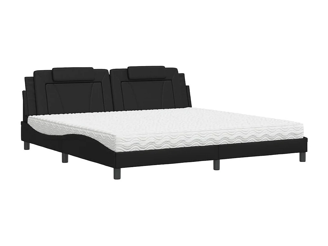 Lit avec matelas noir 200x200 similicuir
