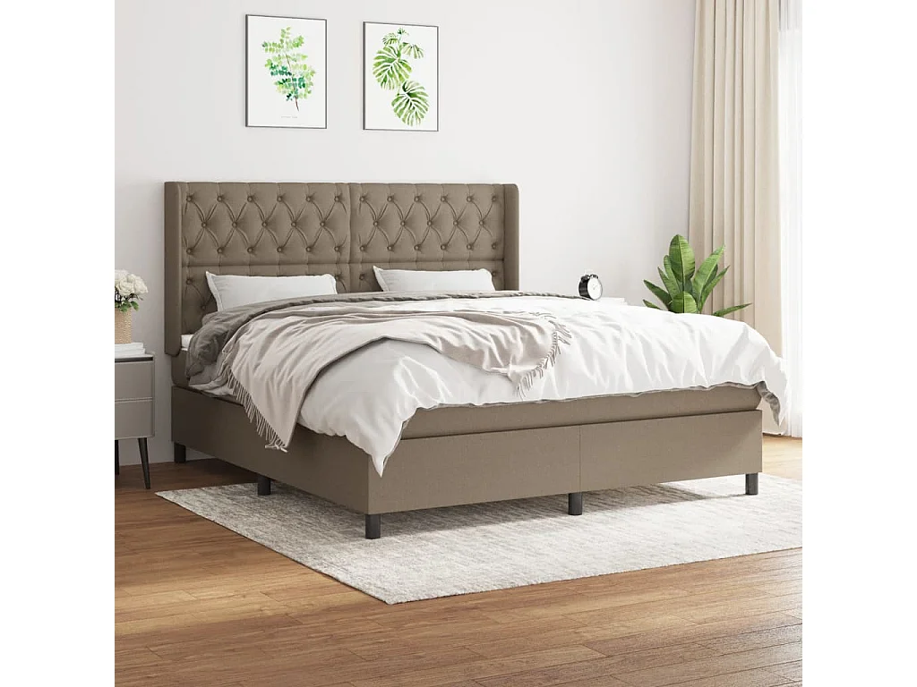 Sommier à lattes de lit avec matelas Taupe 160x200 Tissu