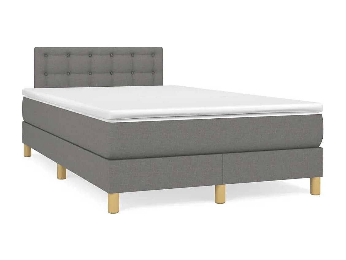 Sommier à lattes de lit avec matelas gris foncé 120x190 tissu