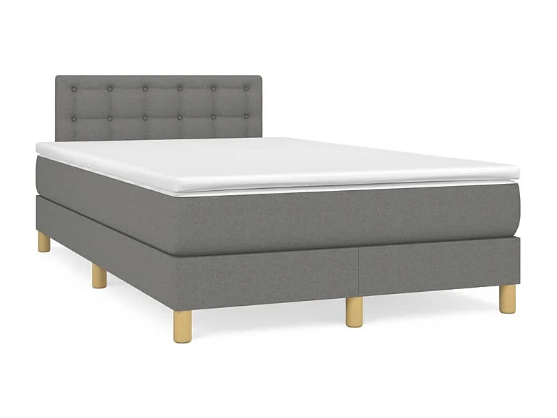 Sommier à lattes de lit avec matelas gris foncé 120x190 tissu