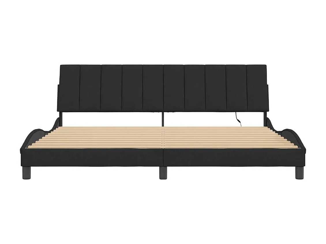 Cadre de lit avec lumières LED noir 200x200 velours