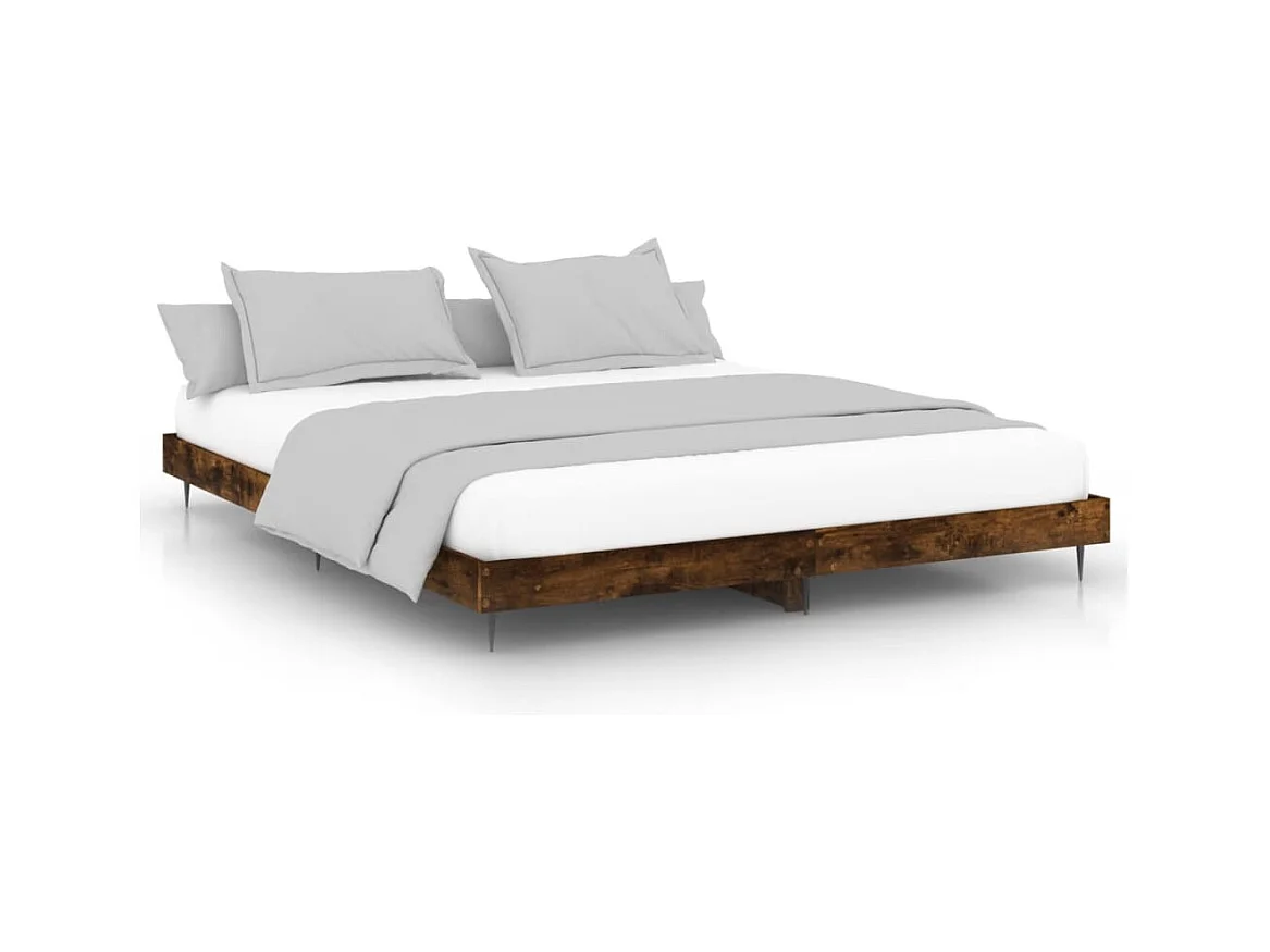 Cadre de lit chêne fumé 120x200 bois d'ingénierie