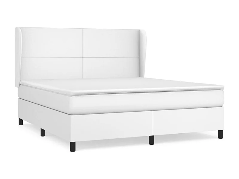 Sommier à lattes de lit avec matelas Blanc 160x200 Similicuir