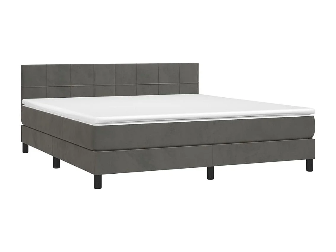 Sommier à lattes de lit avec matelas LED Gris foncé 180x200