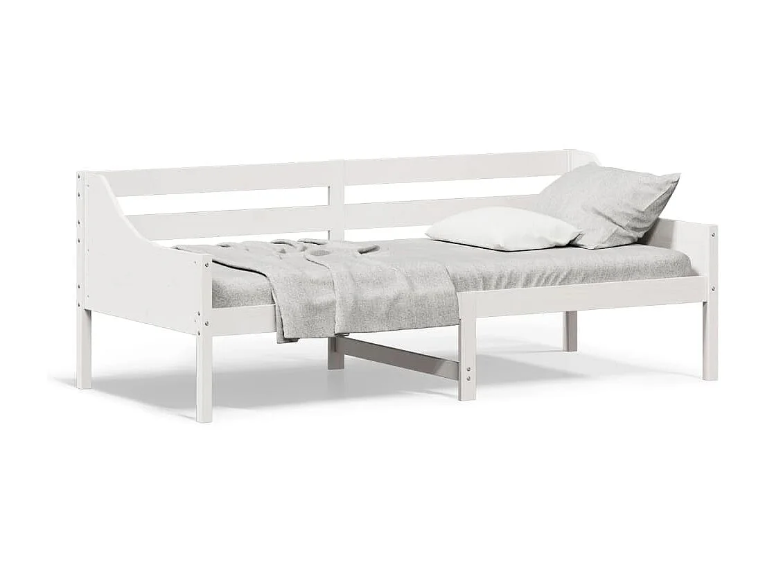 Lit de jour Blanc 90x200 Bois de pin massif