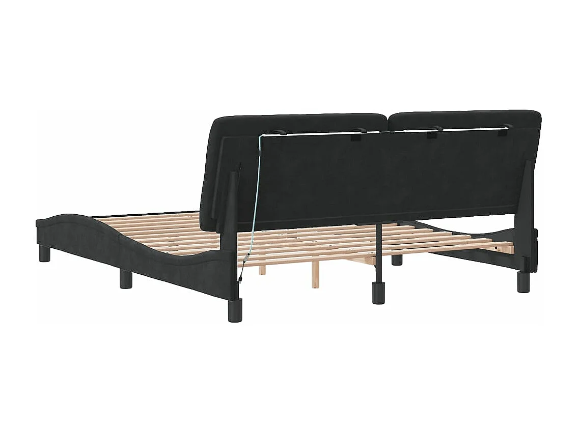 Cadre de lit avec lumières LED noir 160x200 velours