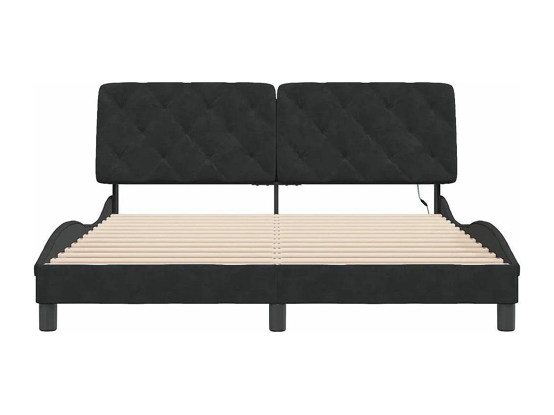 Cadre de lit avec lumières LED noir 160x200 velours