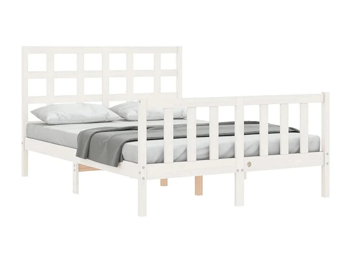 vidaXL Estructura cama de matrimonio con cabecero madera maciza blanco