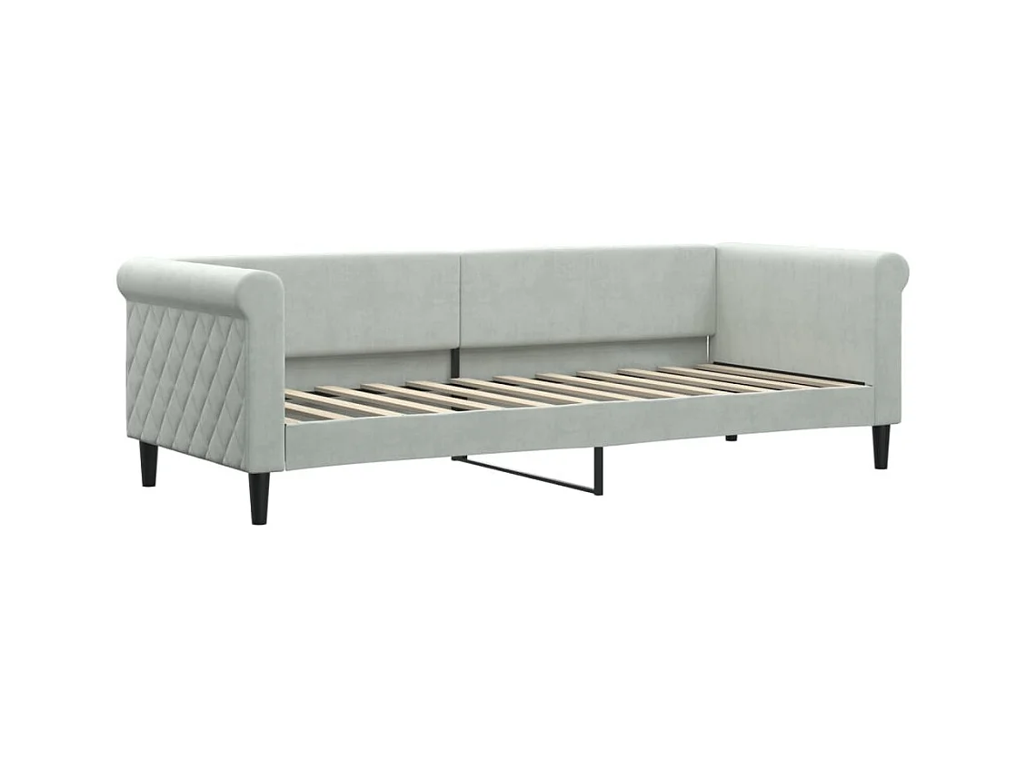 Lit de jour gris clair 80x200 velours