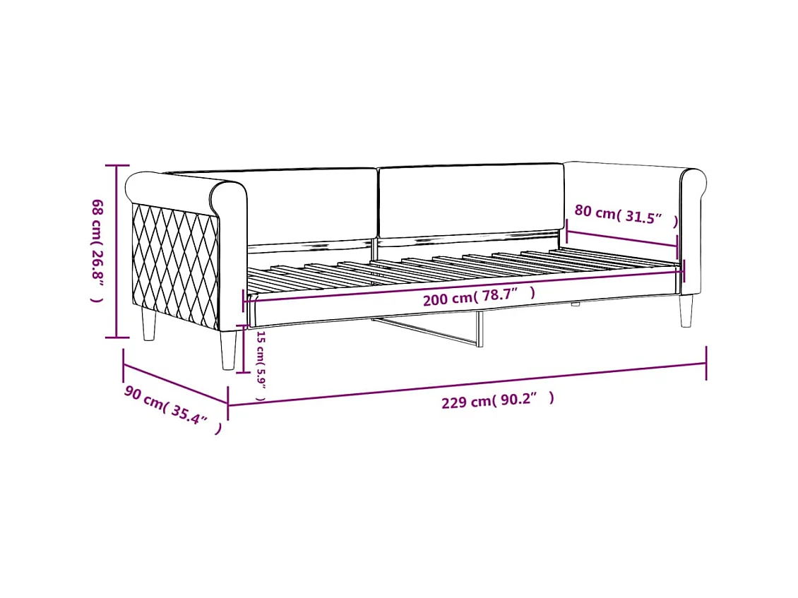 vidaXL Sofá cama terciopelo gris claro 80x200 cm