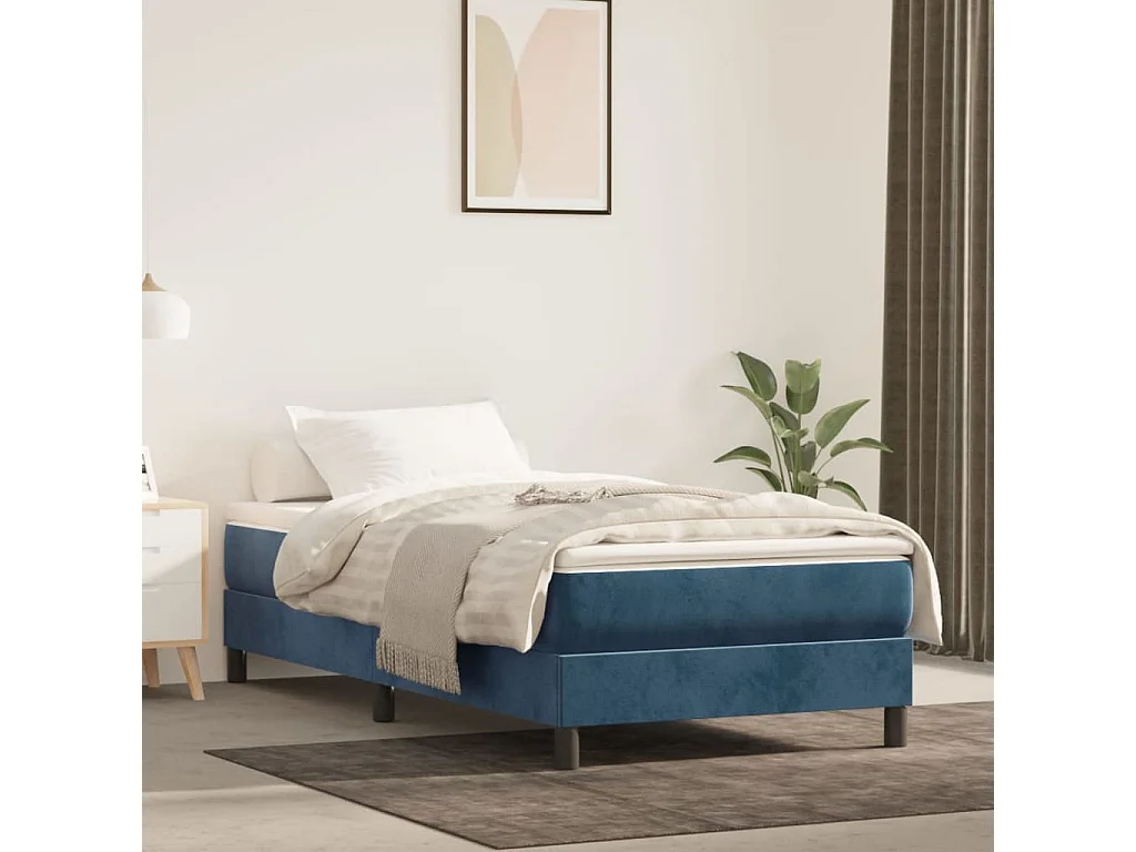 Sommier à lattes de lit et matelas Bleu foncé 80x200 Velours
