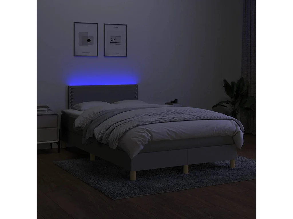 Sommier à lattes de lit matelas LED gris clair 120x190 tissu