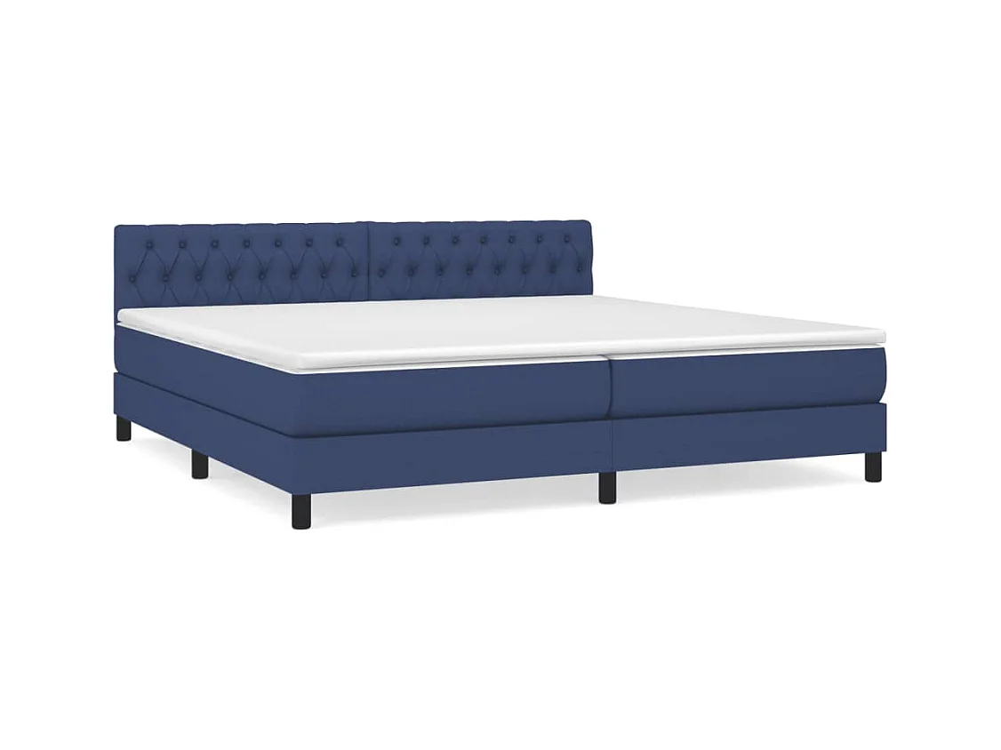 Lit à sommier tapissier avec matelas Bleu 200x200 Tissu 4