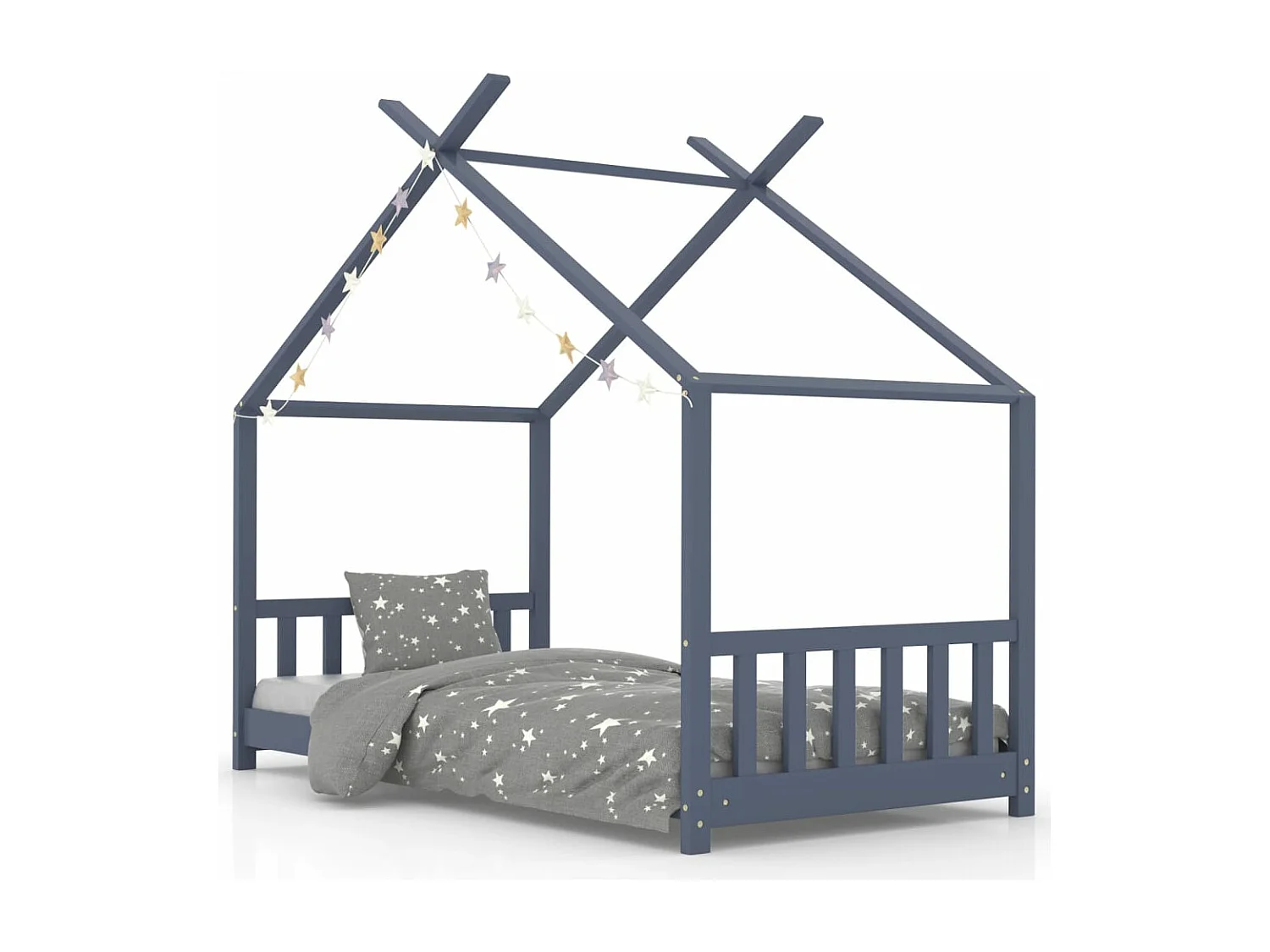 Cadre de lit d'enfant Gris Bois de pin massif 80x160