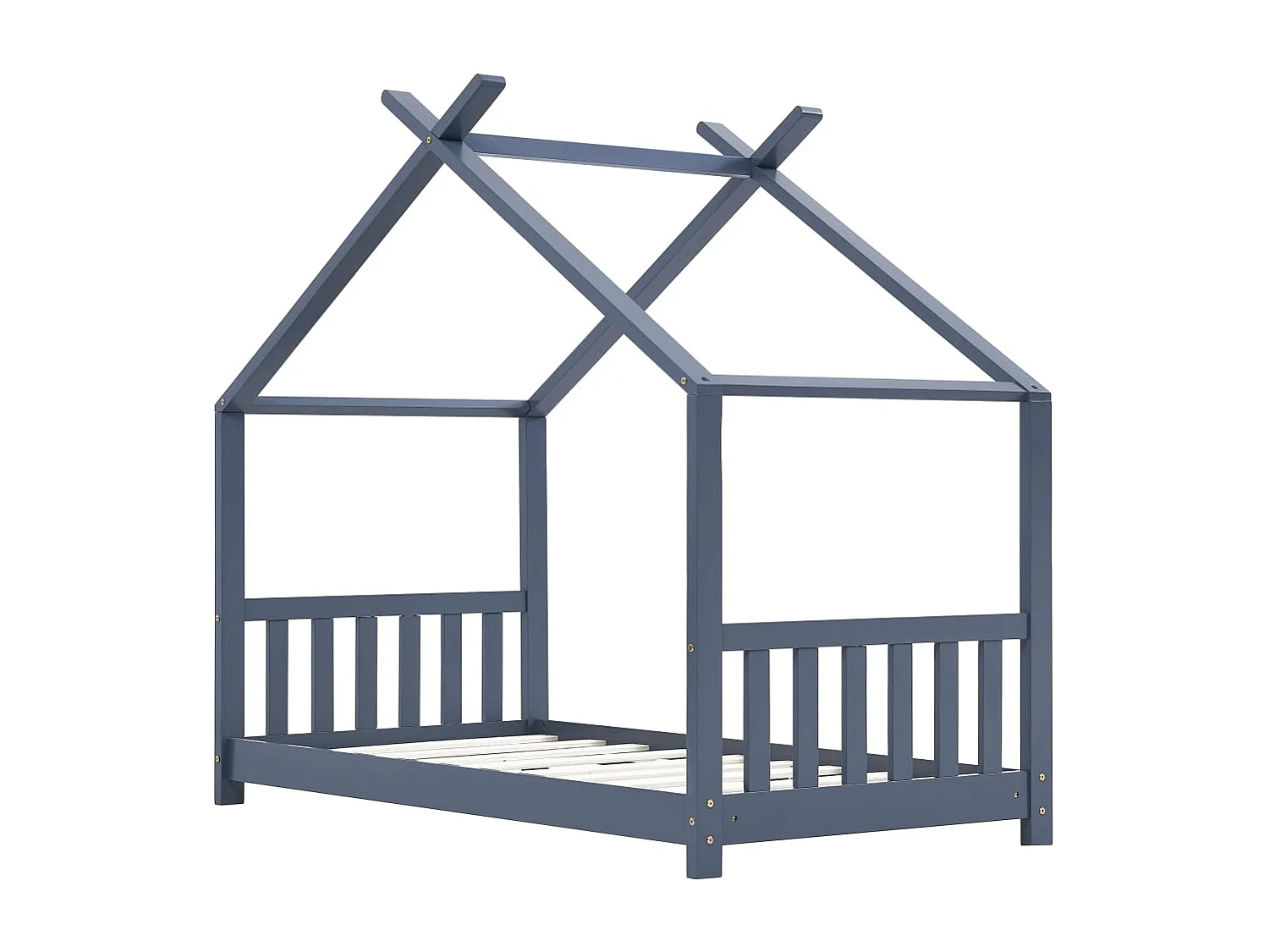 Cadre de lit d'enfant Gris Bois de pin massif 80x160