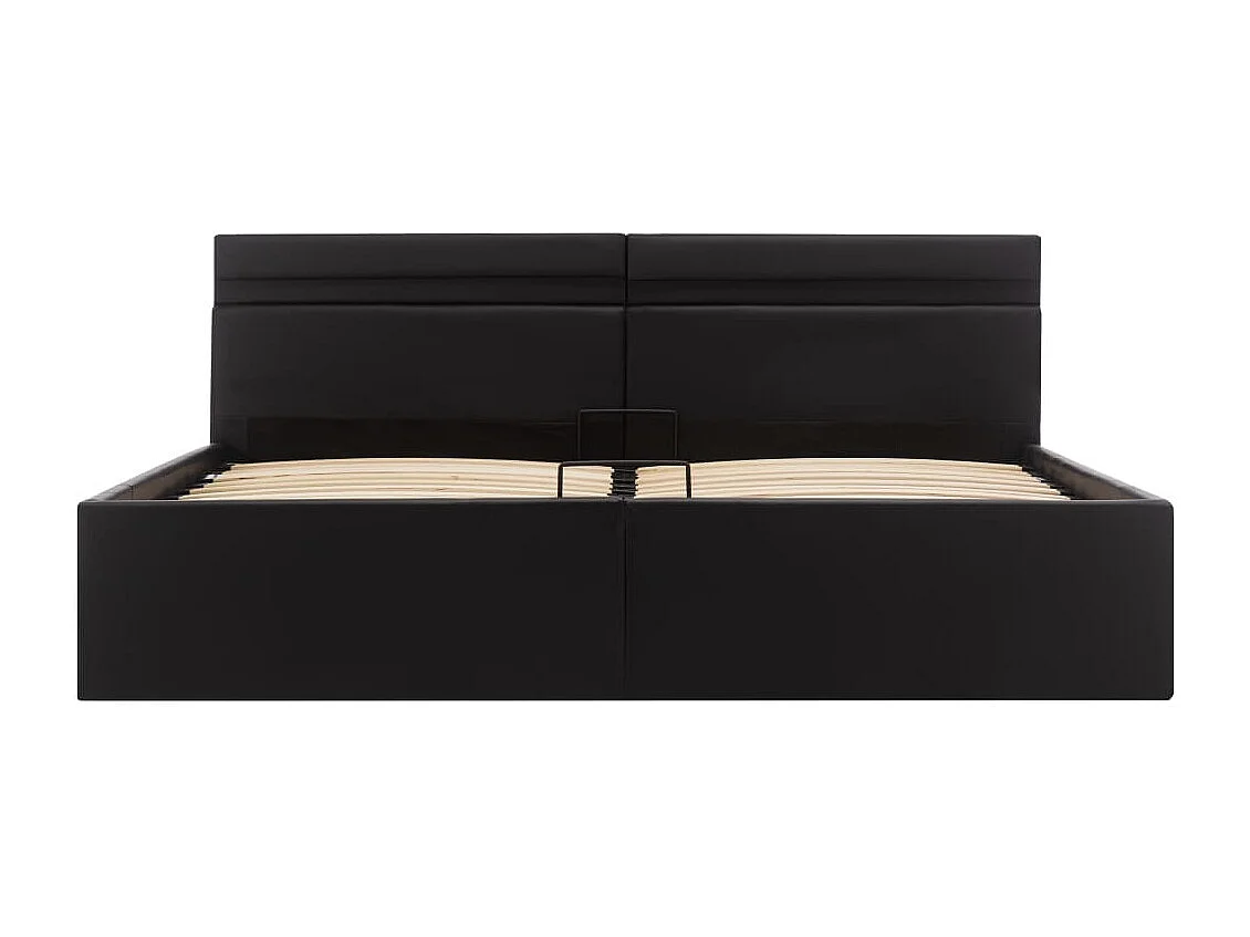 Lit à rangement avec LED Noir Similicuir 180x200