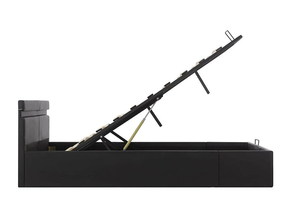 Lit à rangement avec LED Noir Similicuir 180x200