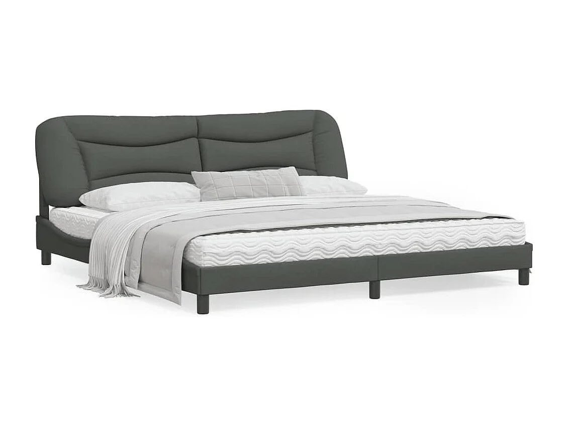 Cadre de lit avec tête de lit Gris foncé 200x200 Tissu