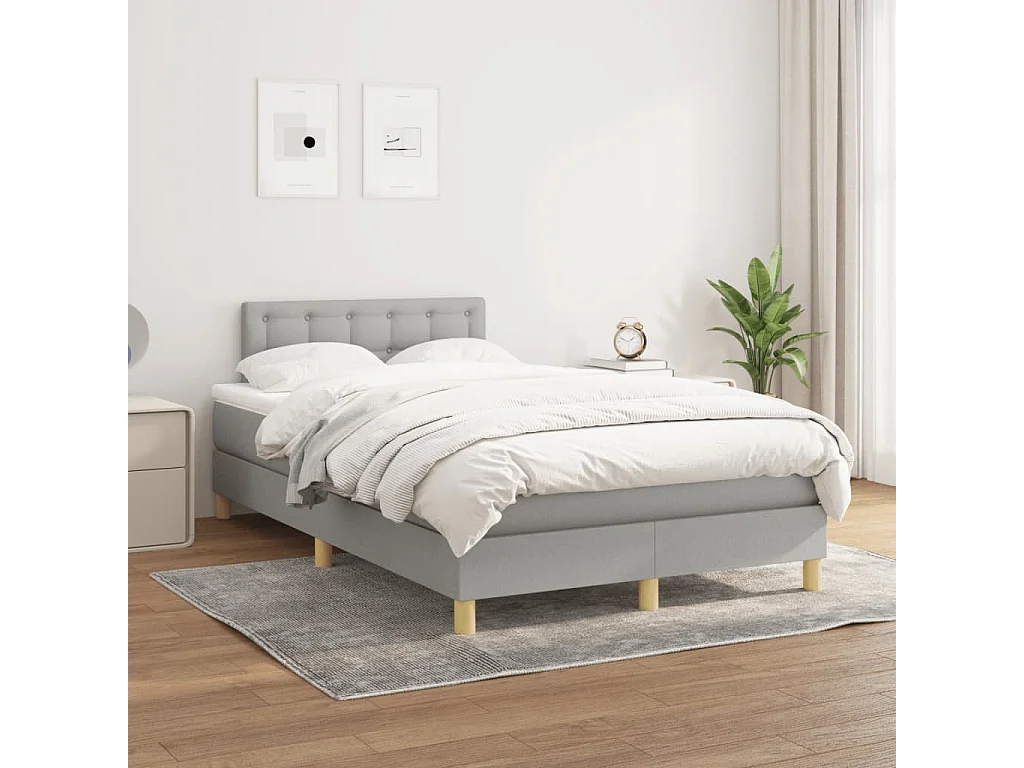 Sommier à lattes de lit et matelas gris clair 120x190 tissu