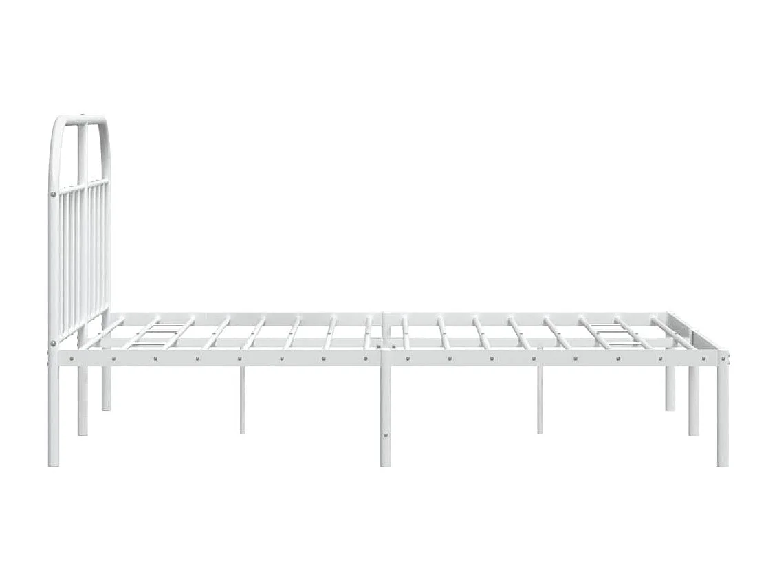 Cadre de lit métal avec tête de lit blanc 160x200