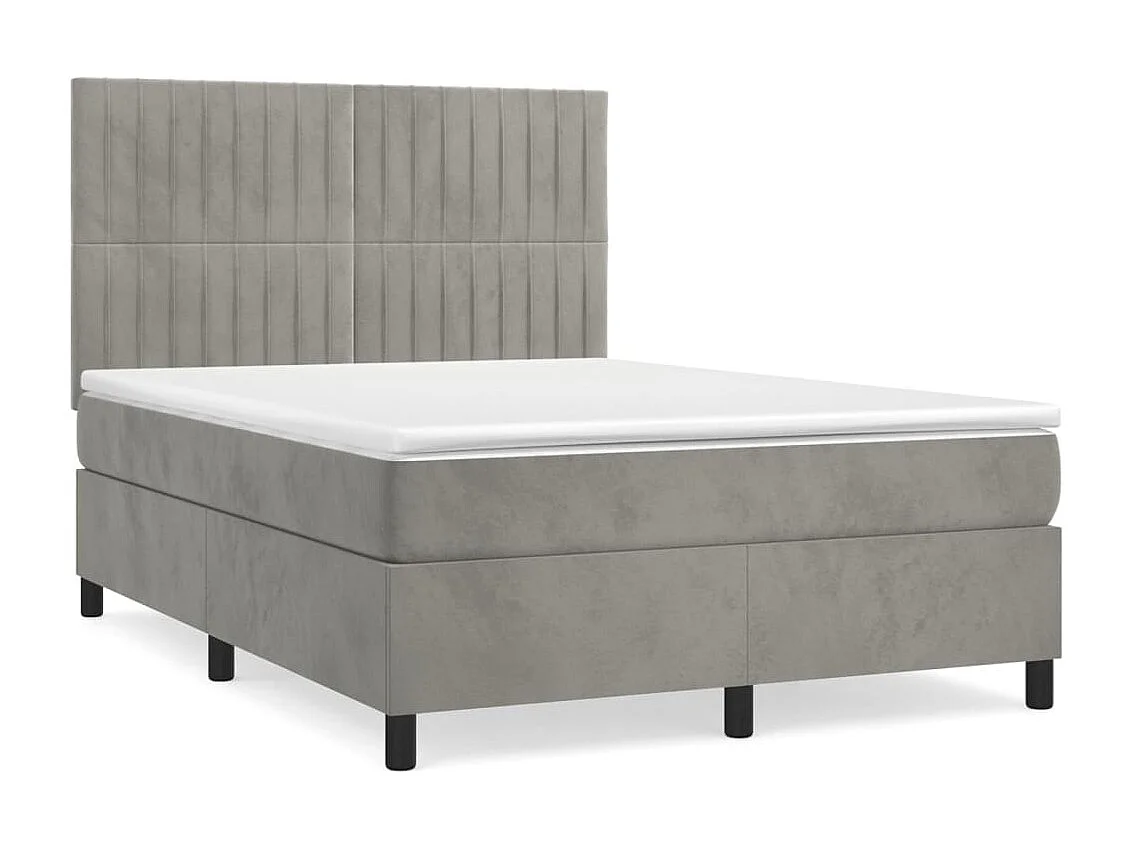 Sommier à lattes de lit et matelas Gris clair 140x190 Velours