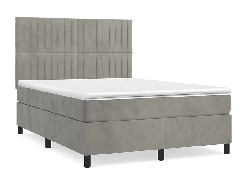 Sommier à lattes de lit et matelas Gris clair 140x190 Velours