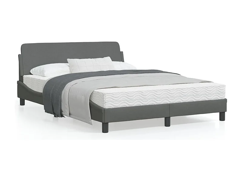 Cadre de lit avec tête de lit Gris foncé 120x200 Tissu