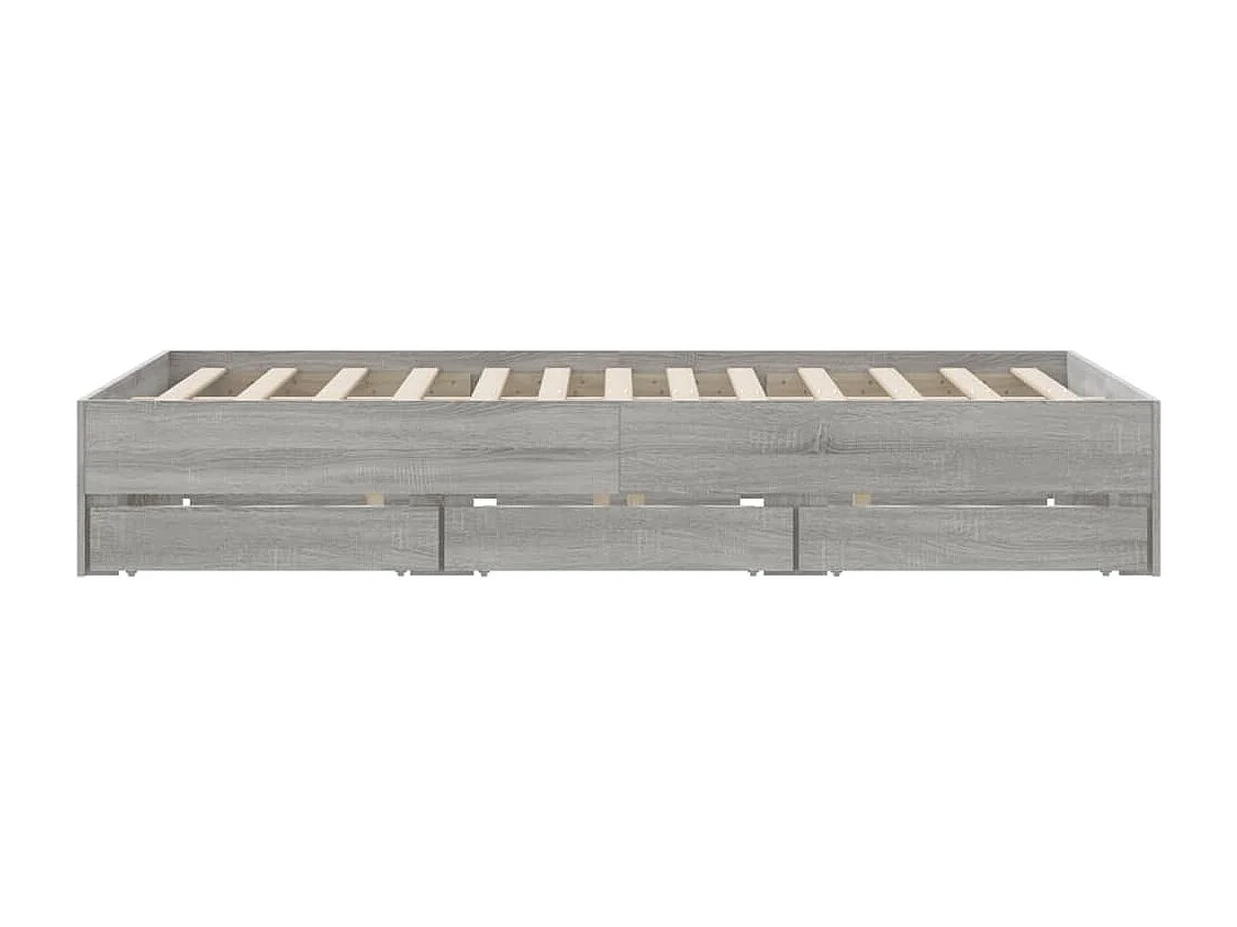 Cadre de lit et tiroirs sonoma gris 140x190 bois ingénierie