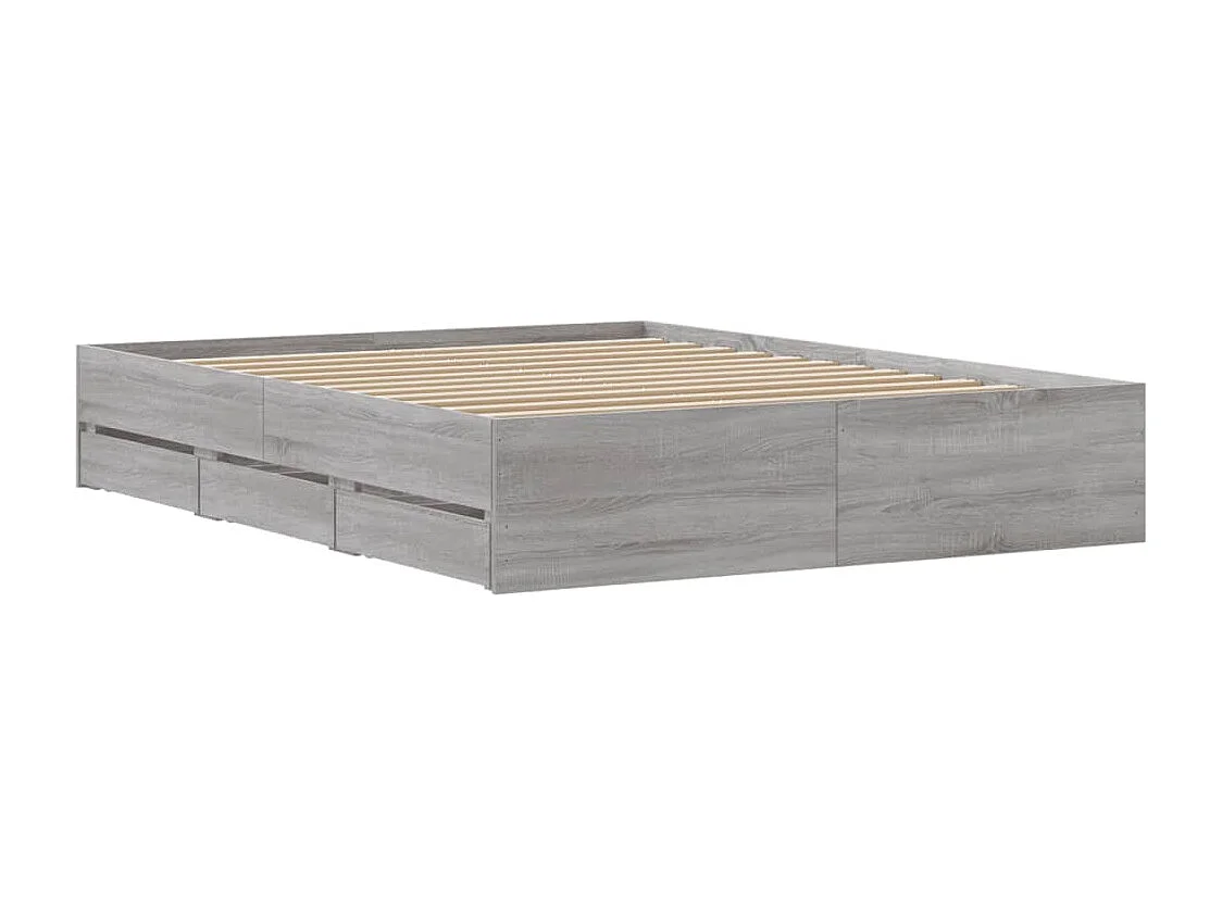 Cadre de lit et tiroirs sonoma gris 140x190 bois ingénierie