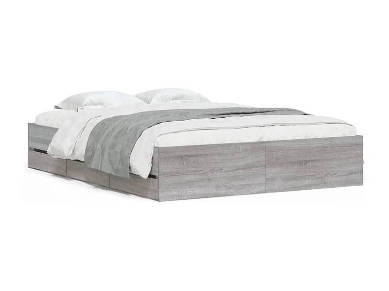Cadre de lit et tiroirs sonoma gris 140x190 bois ingénierie