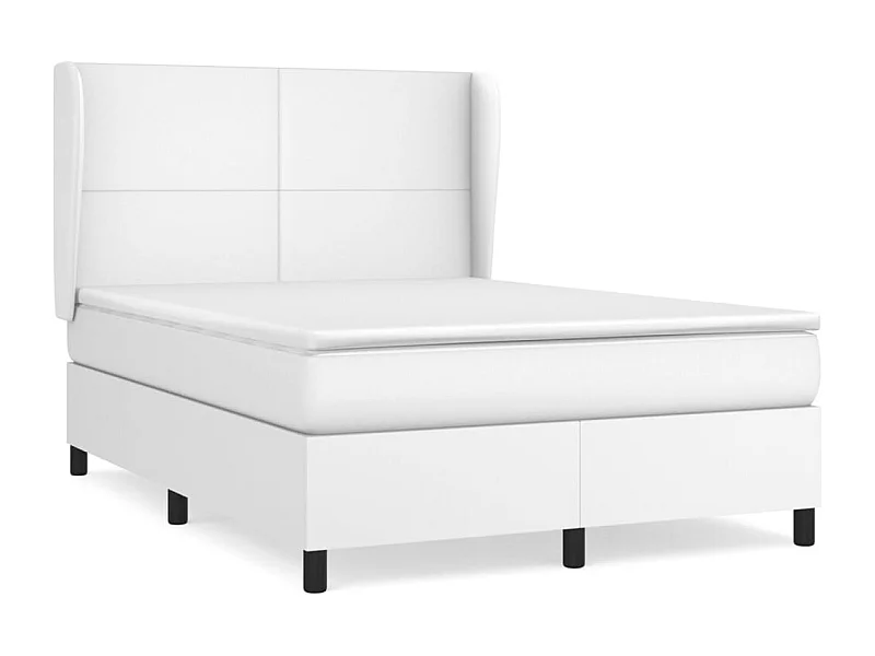 Sommier à lattes de lit avec matelas Blanc 140x200 Similicuir