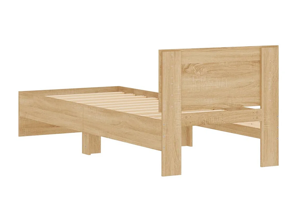 Cadre de lit tête de lit chêne sonoma 90x190 bois ingénierie
