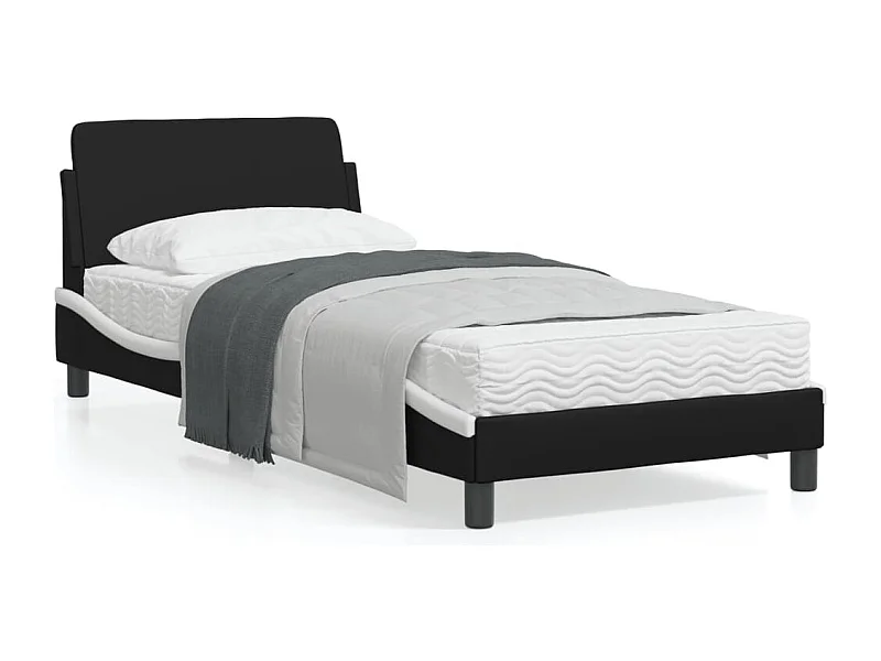 Cadre de lit avec tête de lit noir et blanc 80x200 similicuir