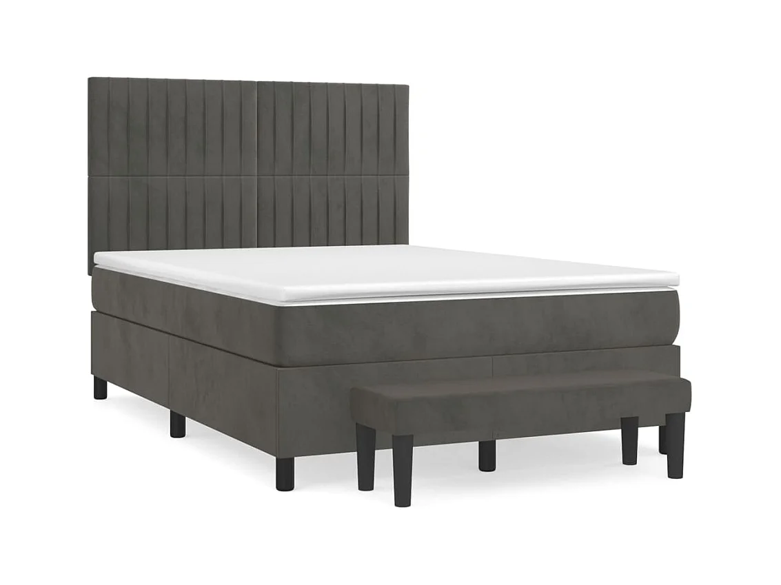 Sommier à lattes de lit et matelas Gris foncé 140x200 Velours