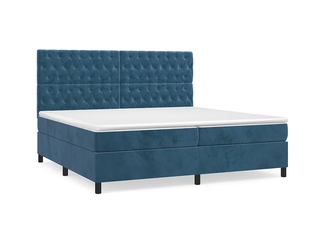 Lit à sommier tapissier et matelas Bleu foncé 200x200 Velours