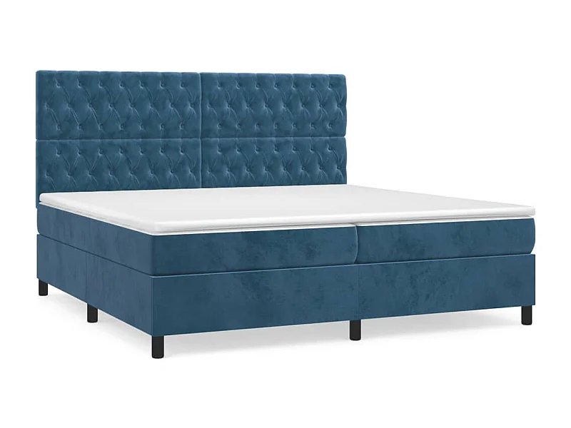 Lit à sommier tapissier et matelas Bleu foncé 200x200 Velours