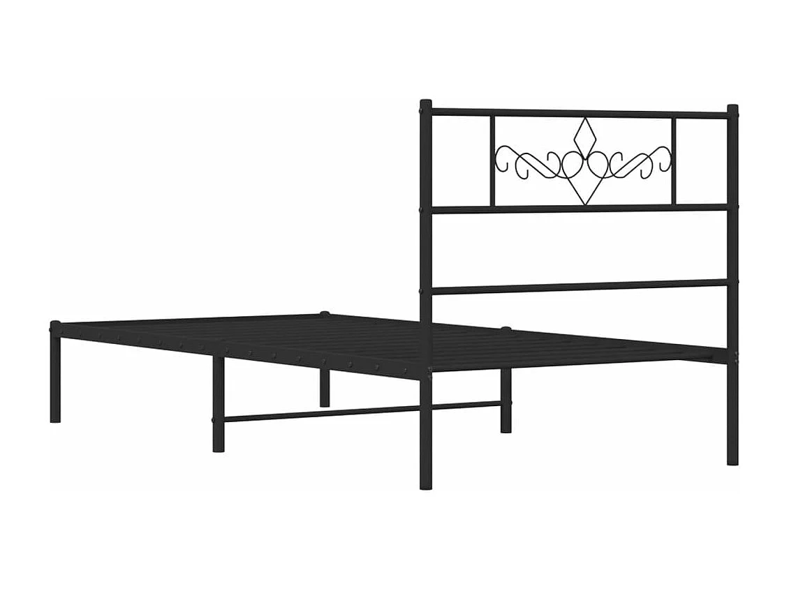Cadre de lit métal avec tête de lit noir 75x190