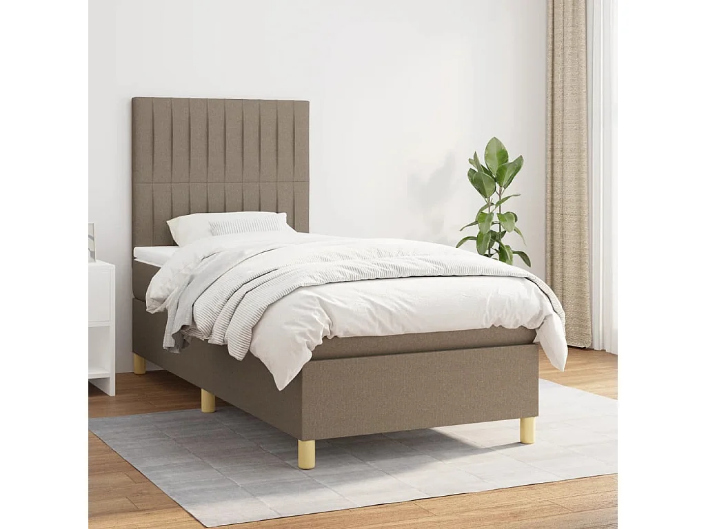 Lit à sommier tapissier avec matelas Taupe 80x200 Tissu