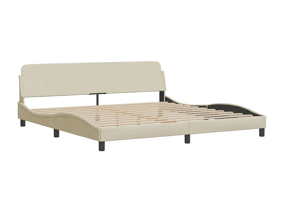 Cadre de lit avec lumières LED crème 200x200 tissu