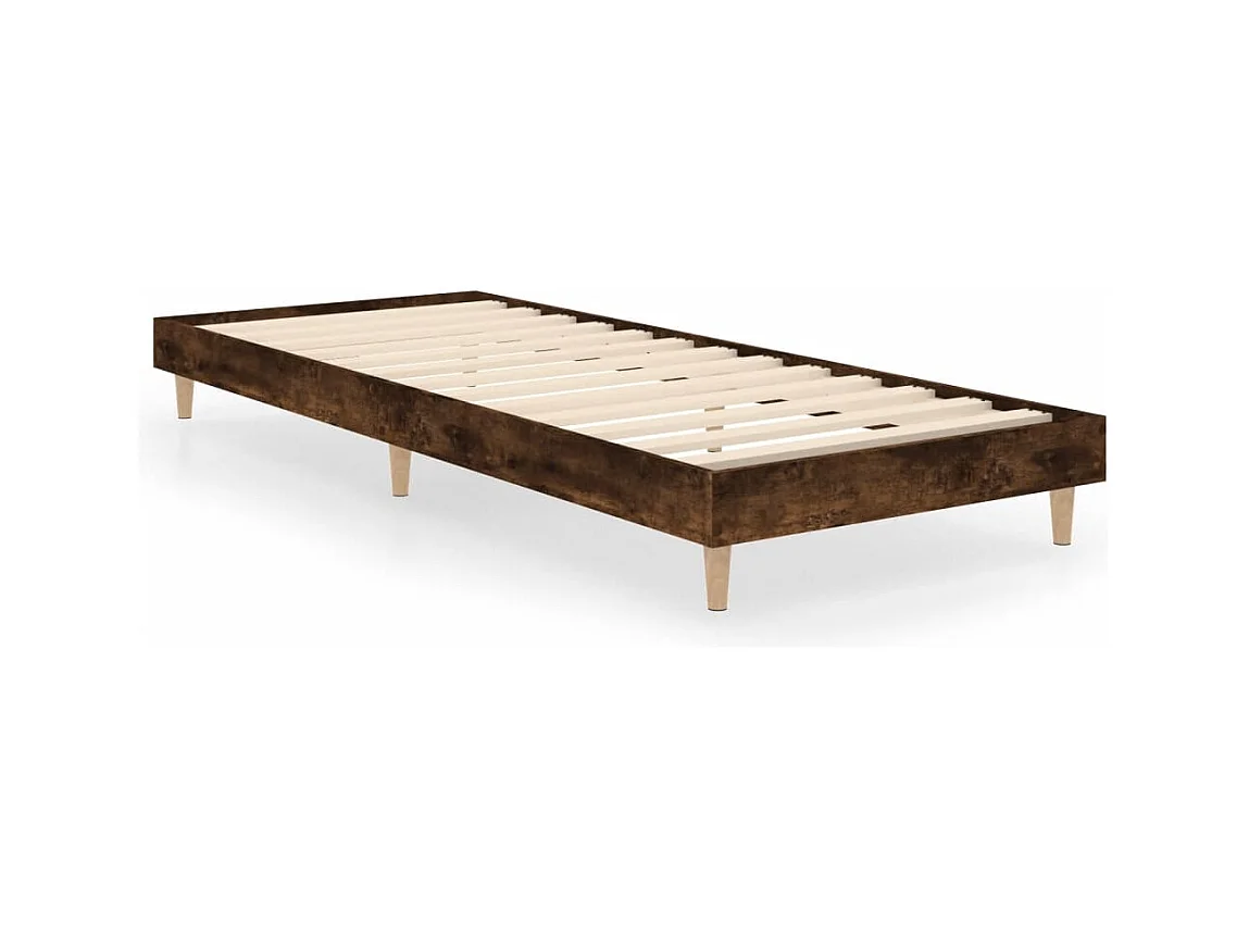 Cadre de lit chêne fumé 75x190 bois d'ingénierie