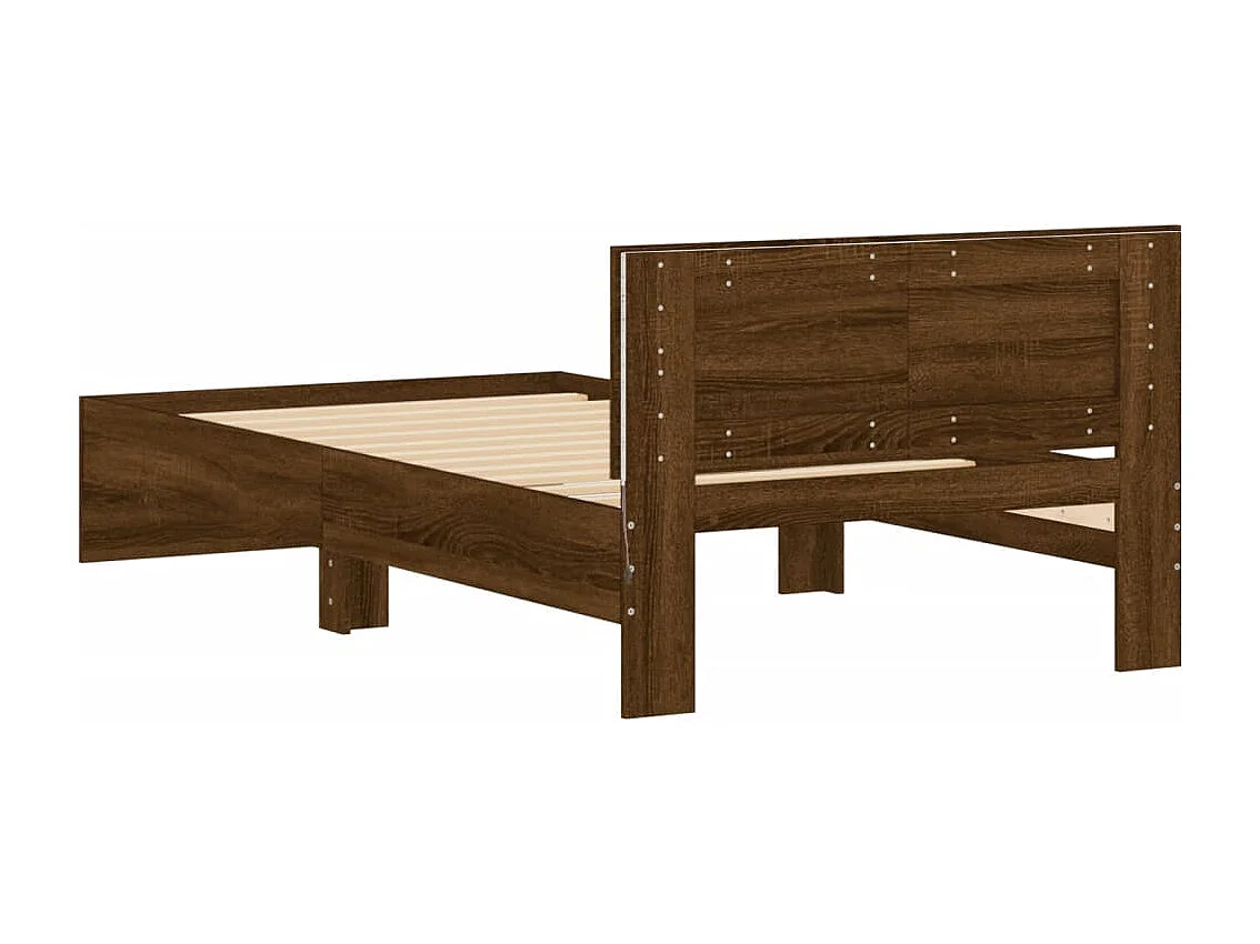 Cadre de lit tête de lit et lumières LED chêne marron 100x200