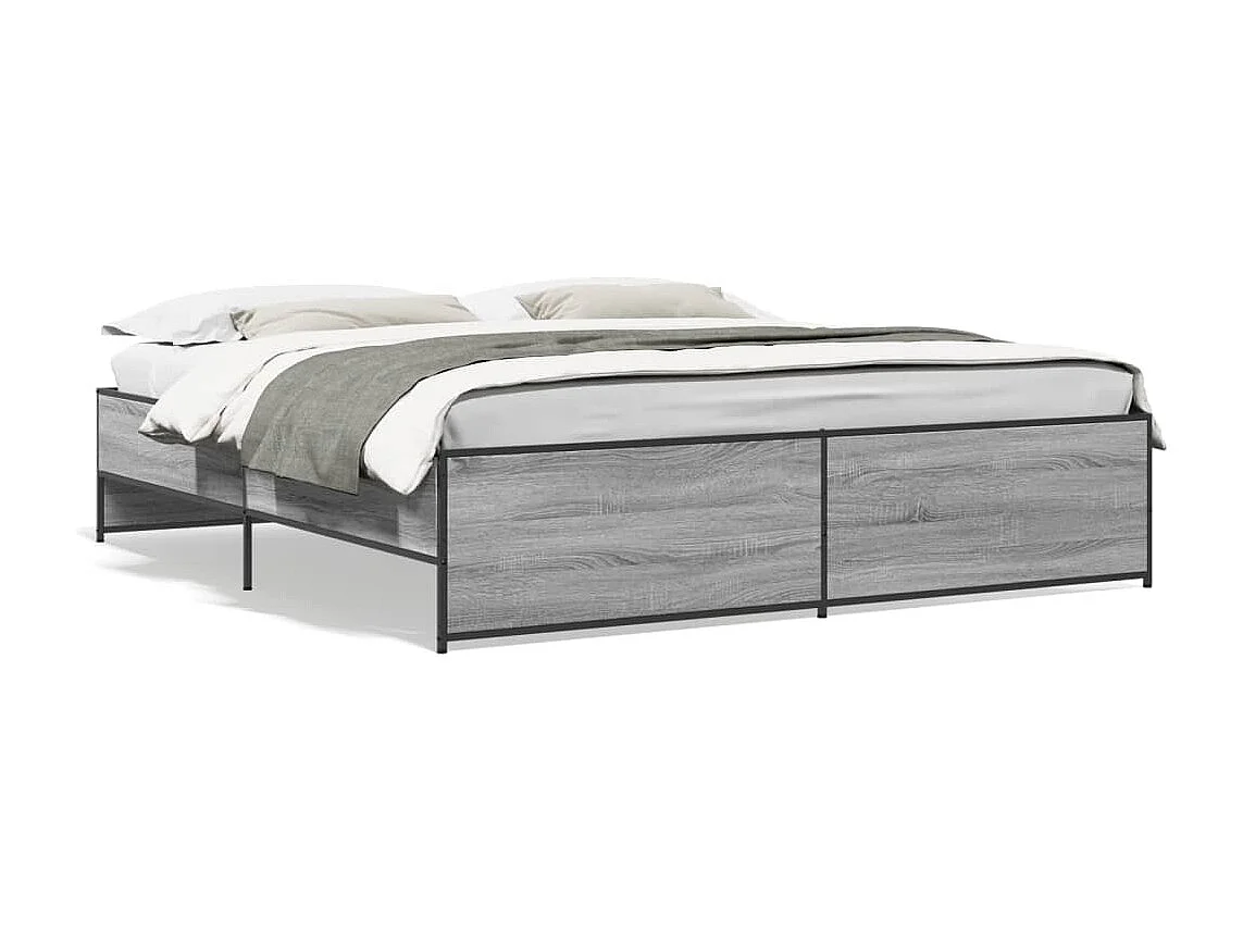 Cadre de lit sonoma gris 200x200 bois d'ingénierie et métal