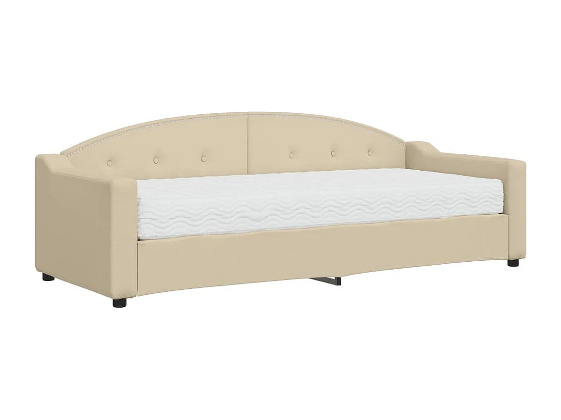Lit de jour avec matelas crème 80x200 tissu