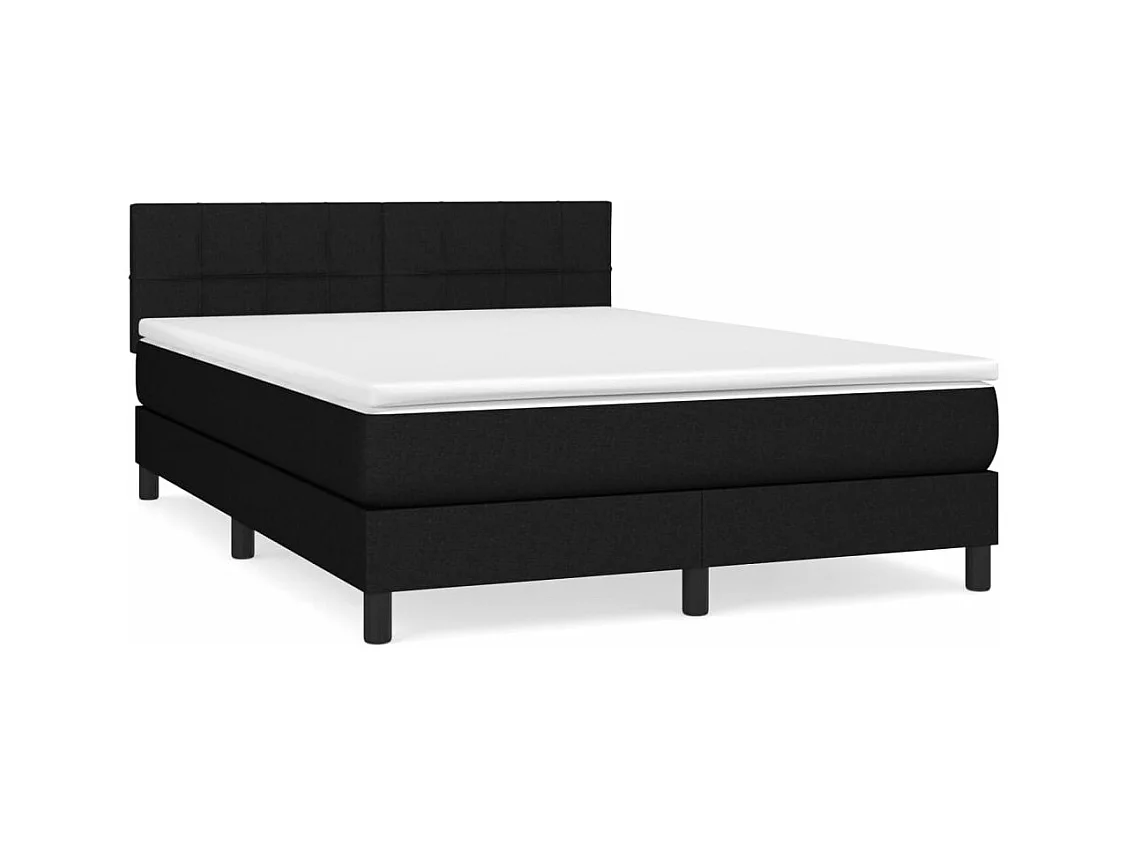 Sommier à lattes de lit avec matelas Noir 140x190 Tissu
