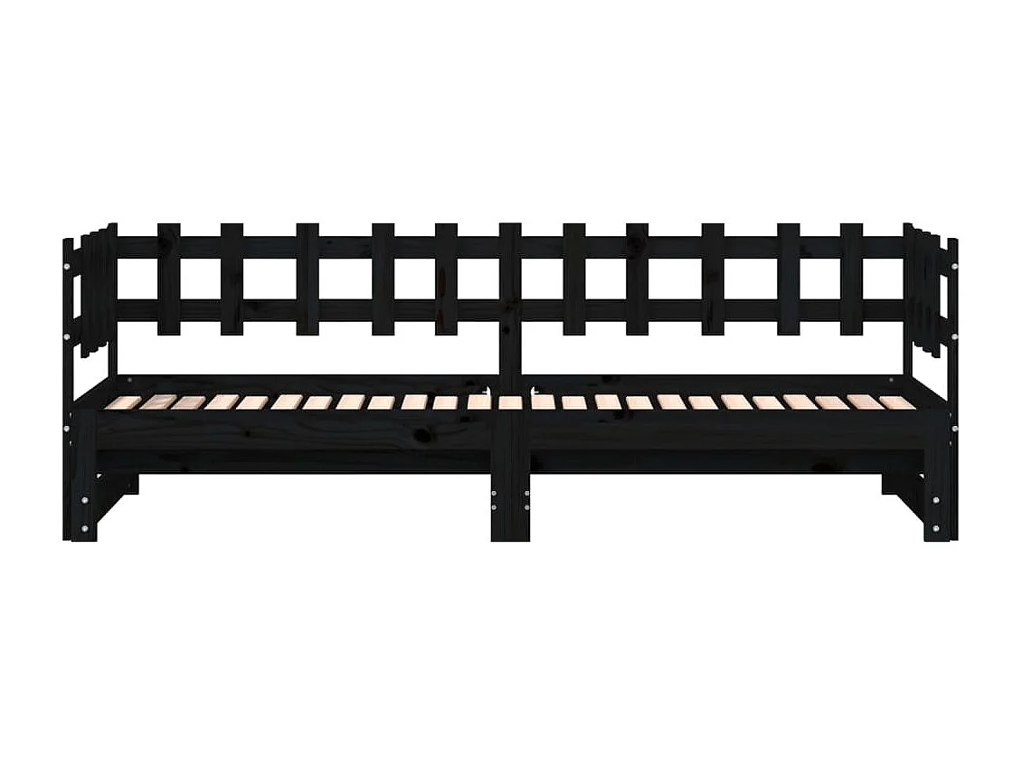 Lit coulissant Noir 2x(80x200) cm Bois de pin massif