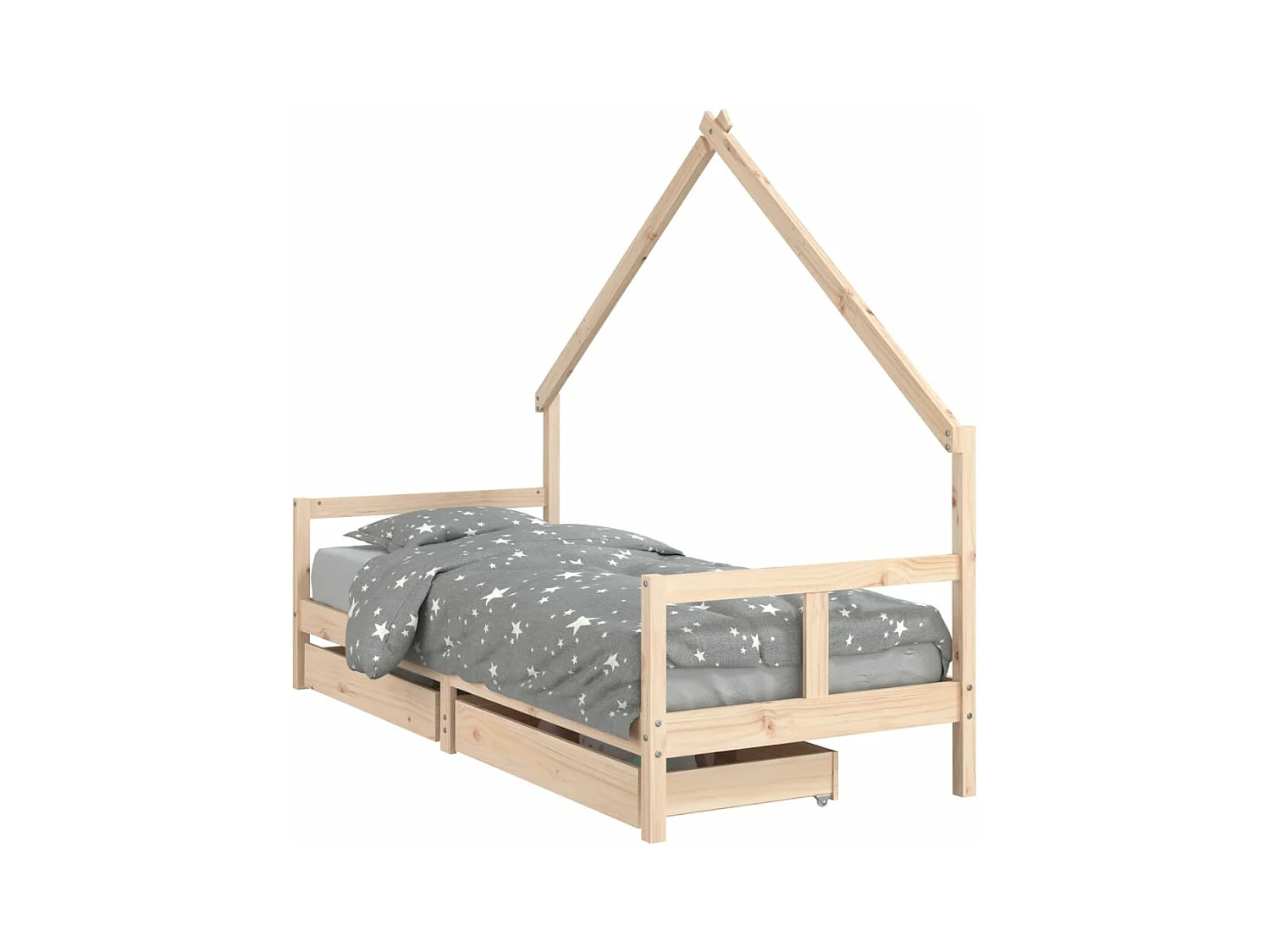 Cadre de lit pour enfants gris 80x200 bois de pin massif