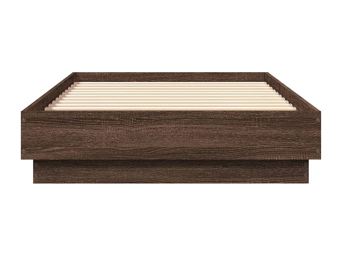 Cadre de lit avec lumières LED chêne marron 75x190