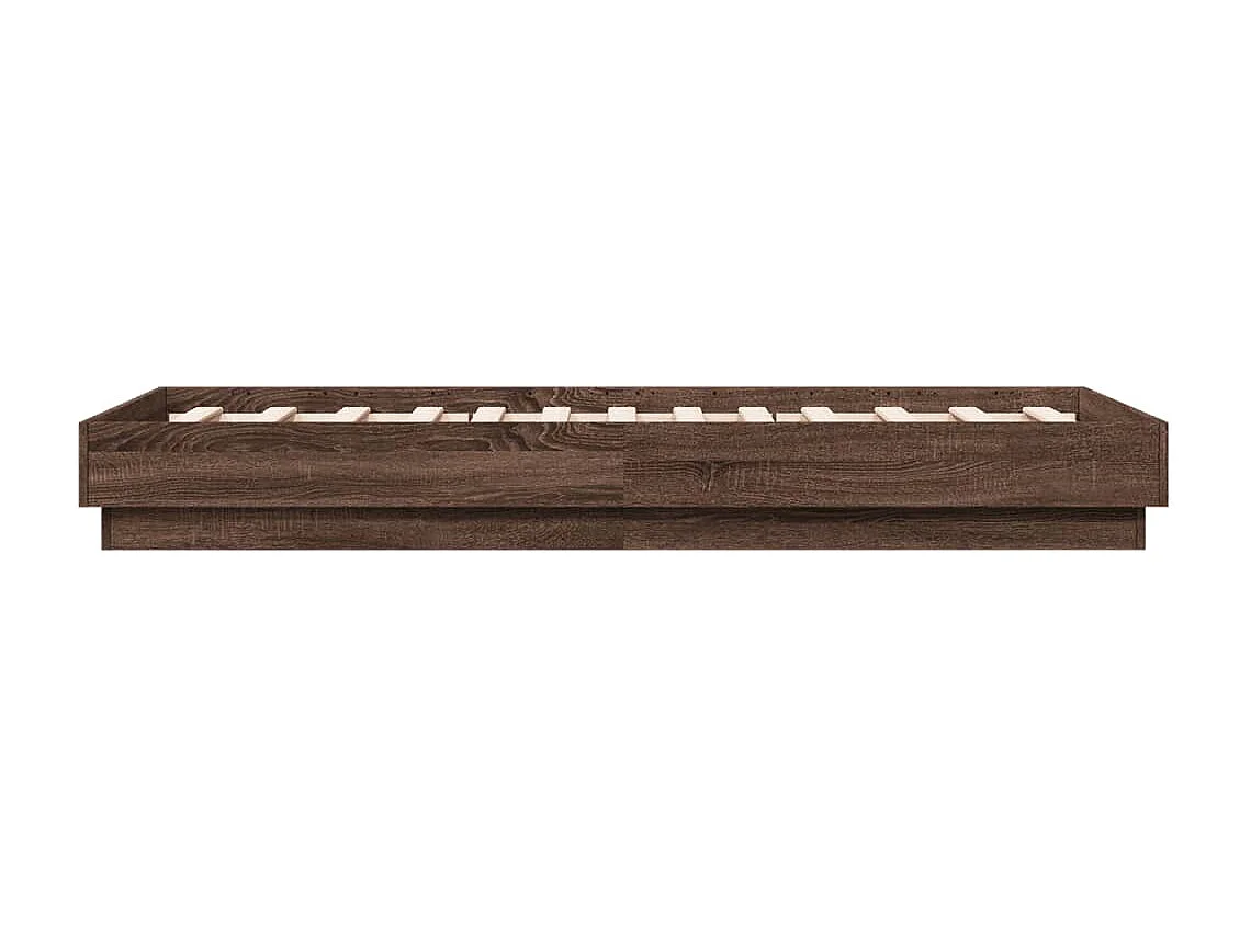 Cadre de lit avec lumières LED chêne marron 75x190