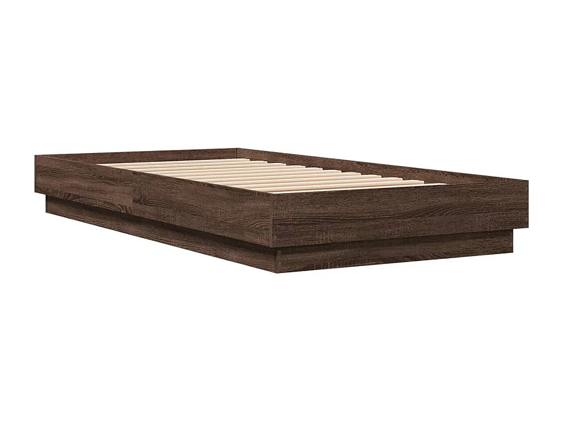 Cadre de lit avec lumières LED chêne marron 75x190