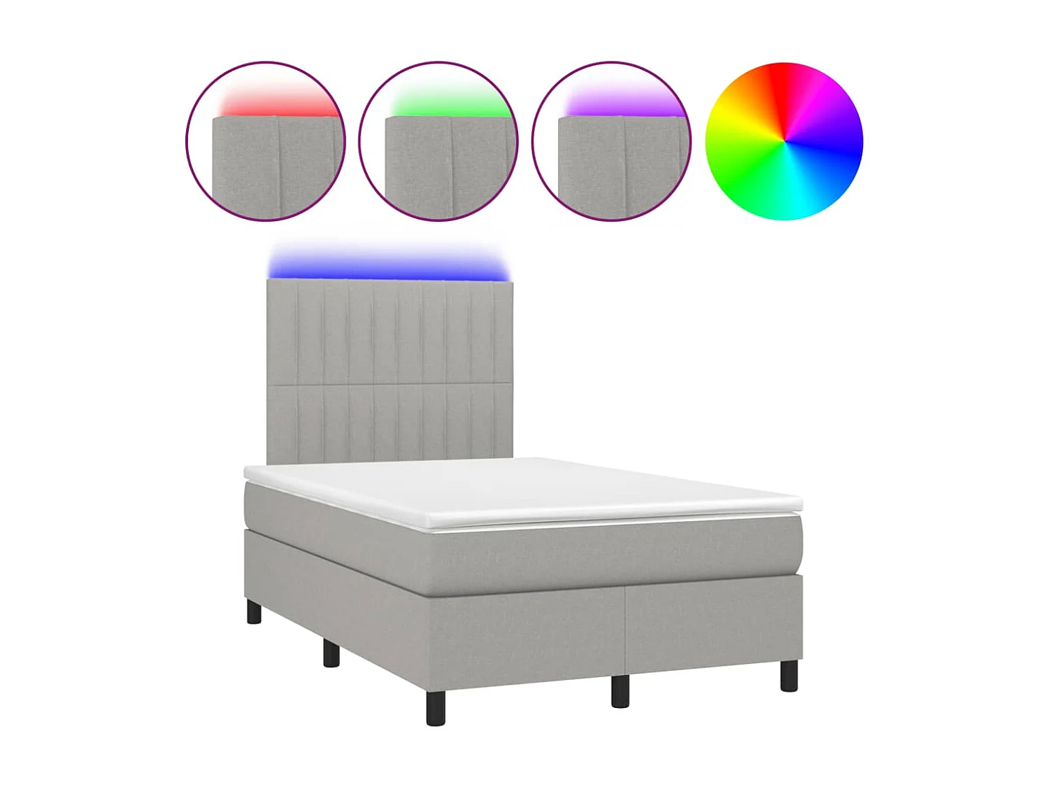 Sommier à lattes de lit matelas LED gris clair 120x190 tissu